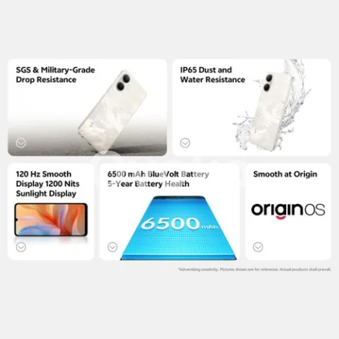 Vivo Y05 6.74" 120hz 1200nits 64/4gb 6500mAh battery - Platinum 3