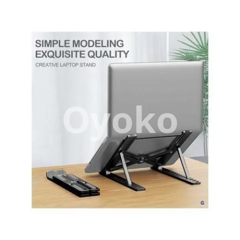 Plastic Foldable Adjustable Laptop Stand Holder – Black