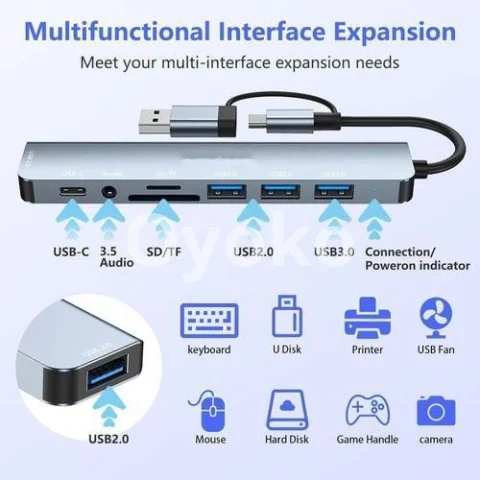 Music Pioneer 8-in-1 USB & Type-C Hub – Multi-Port Adapter Docking Station