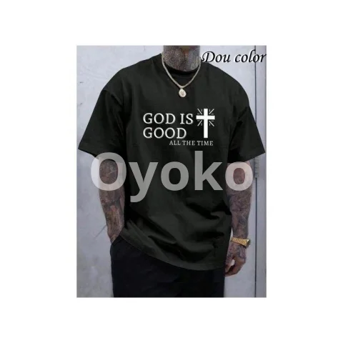 Dou-color Men's T-shirt God Style Short Sleeve - Black