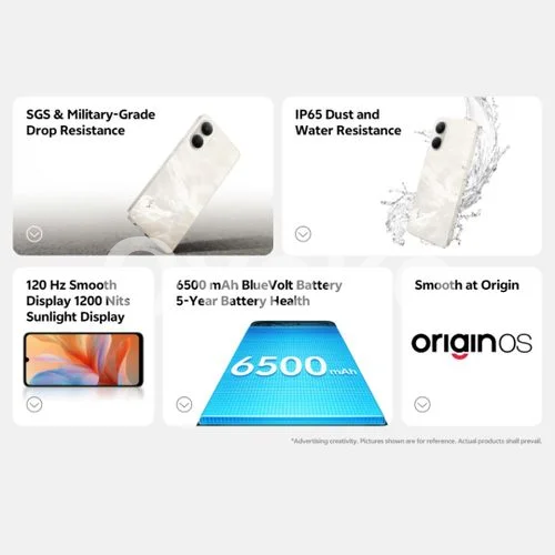 Vivo Y05 6.74" 120hz 1200nits 64/4gb 6500mAh battery - Platinum