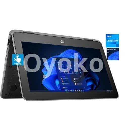 Hp Probook 11 - TOUCH- 128GB SSD/4GB RAM-Intel PENTIUM QUAD CORE WIN 11 Pro Laptop +Mouse &USB Light